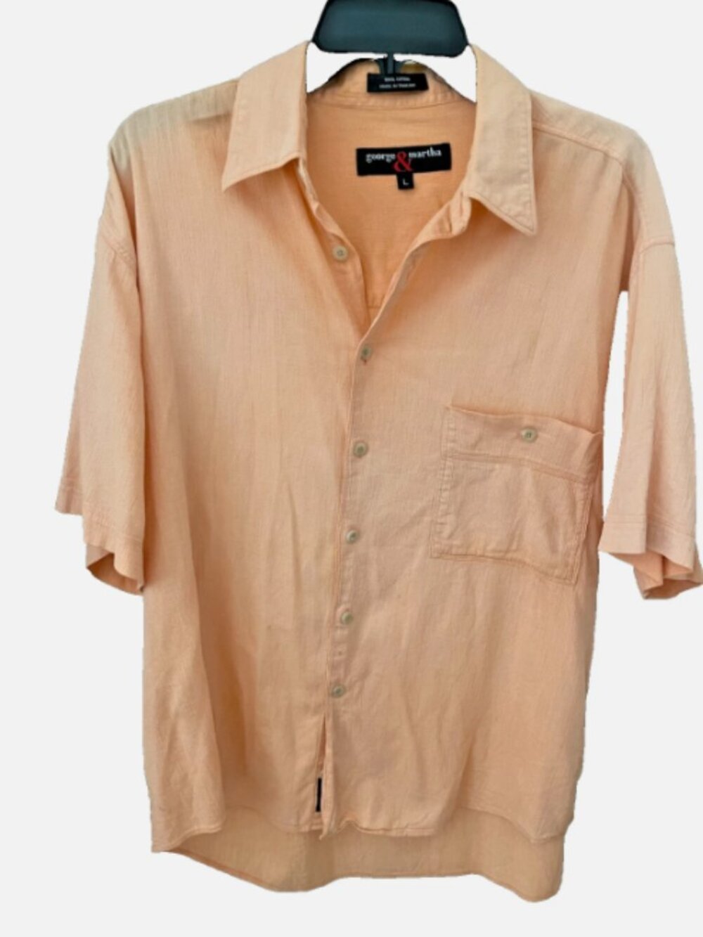 George & Martha 100% Cotton Mens large (L) short sleeve button down shirt